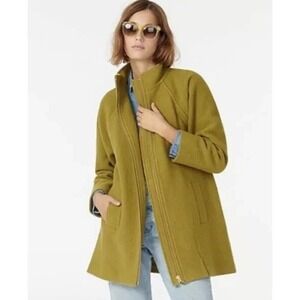 J.Crew Italian Boiled Wool Zip Front Coat Olive‎ Green Size M